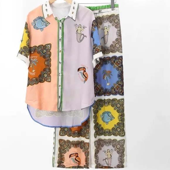 Lena Vie Drop Casual Tailored Shirt + Pant Set - Picture 10 of 11